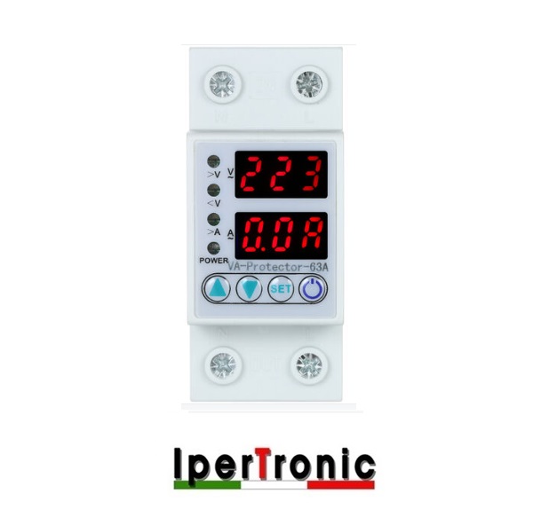 Voltmetro Amperometro Digitale 2 Moduli 230V 63A